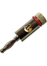 1-629G, штекер банан металл на кабель d до 6мм красный "позолоченный"