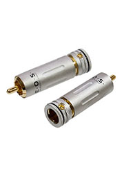 1-222G BLACK, штекер RCA металл бронза цанга на кабель d до 9.0мм,черный "позолоченный"