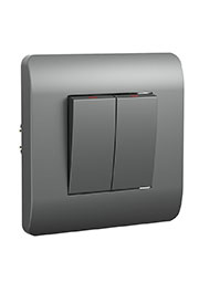 431389, (NEW3-E) Выключатель 2-клавишный 10А, серебряный