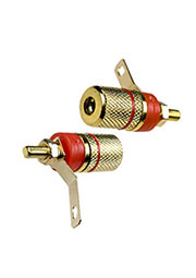 1-665G(BP-301G), гнездо банан 35мм с изолятором металл на корпус красное кабель до 6мм