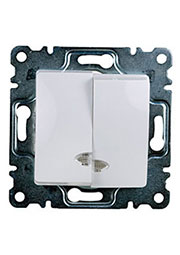 30001023 ВЫКЛЮЧАТЕЛЬ СКРЫТ.УСТ.2 КЛ. С ПОДСВЕТКОЙ (БЕЛ.) Б/РАМКИ