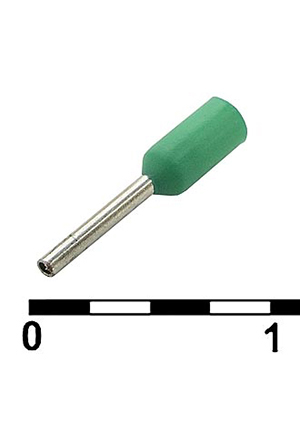 DN00206 green (0.75x6mm), Наконечник втулочный изолированный RUICHI DN00206, 0.75x6 мм, 0.25 мм2, зе