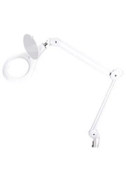 31-0503, Лупа на струбцине круглая настольная 5D с подсветкой 84 SMD LED (светодиодная), белая