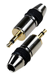 1-062G, штекер аудио 3.5мм  моно металл на кабель d до 5.0мм "позолоченный"