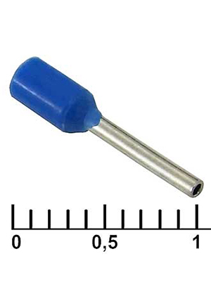 DN00308 blue (0.8x8mm), Наконечник на кабель RUICHI DN00308, синий, 0.8x8 мм, 0.34 мм2