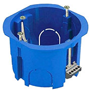 8810008, Коробка установочная D65x45мм для скрытого монтажа в полых стенах (с саморезами, с пластик.