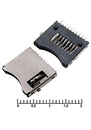 micro-SD SMD 10pin switch M, Держатель карты памяти RUICHI micro-SD SMD 10pin switch M, 10 контактов