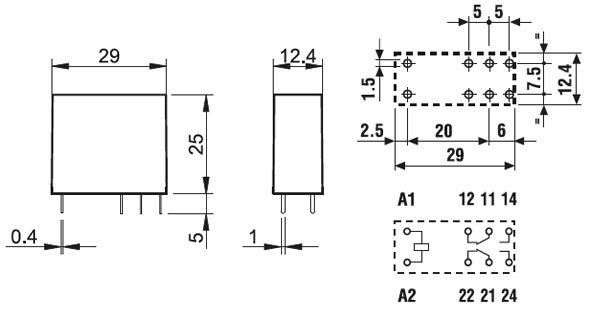 50.12.9.024.5000, реле безопасности (реле с принудительным управлением контактами); шаг 5мм; 2CO 8A;