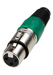 1-504 GR (XLR-MC-107), разъем XLR 3 контакта гнездо металл цанга на каб. зел.