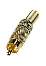 1-208G BLACK, штекре RCA металл  на кабель пайка черный "позолоченный"