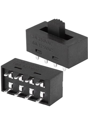 KBB10, Движковый переключатель для фена RUICHI KBB10, 8 контактов, 6 А, 250 В, -25 +85  С, 10х20.5х8