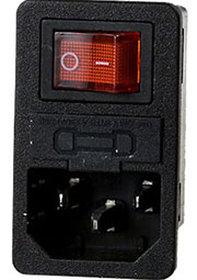 CH1-0457, евровилка сетевая на корпус с выключателем и отсеком для предохранителя 250В 6А