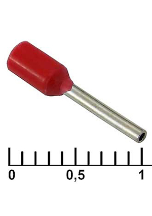 DN00308 red (0.8x8mm), Наконечник на кабель RUICHI DN00308, красный, 0.8x8 мм, 0.34 мм2