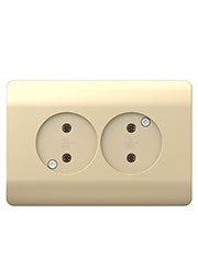 431420, (NEW3-E) Розетка б/з со шторками двойная, 16А, шампань