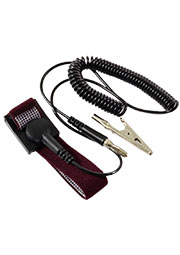 ELK-1107-1, браслет антистатический, зажим крокодил (бордовый)