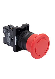 574013, Кнопка управления "Грибок" ?30мм фиксацией NP2-BS445 без подсветки красная 1НО+1НЗ, IP40