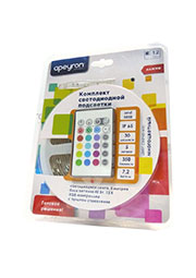 10-03, Набор светодиодной ленты, RGB, 12В, 30SMD (5050)/м, IP65, 5м, с бл. питания, контроллером, пу