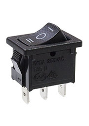 768B-3, переключатель клавишный черный 3 контакта 250В 6А ON-OFF-ON
