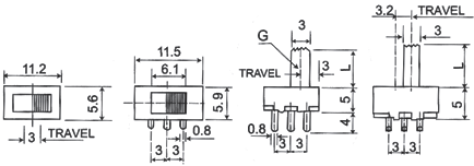 SS12F20G3-G, переключатель сдвиговый 50В 0.3А h=3мм (аналог для SS-6)