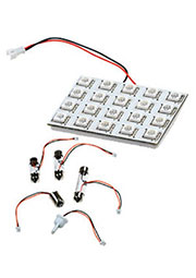 PCB-52*35-20SMD-B-12V, светодиодная сборка для авто синяя 12В 5*4 шт 5 предохранителей