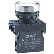 368570, Кнопка упр. NP8-30BN/1 без подсветки, самовозв., белый, 3НО, IP65