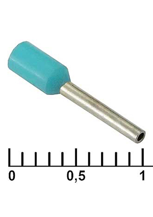 DN00308 turquoise (0.8x8mm), Наконечник на кабель RUICHI DN00308, бирюзовый, 0.8x8 мм, 0.34 мм2