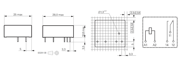 0-1393215-4, V23057-A002-A1014, реле 1 Form C 12В 8A/250В