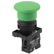 573798, Кнопка управления Грибок d40мм с самовозвратом NP2-BC32 без подсветки зеленая 1НЗ IP40