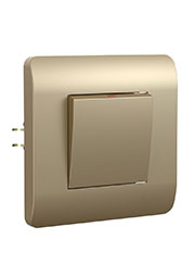 431384, (NEW3-E) Переключатель перекрестный 1-клавишный, 10А, шампань