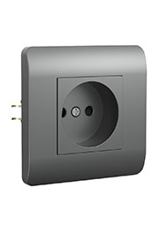 431409, (NEW3-E) Розетка б/з со шторками, 16А, серебряный