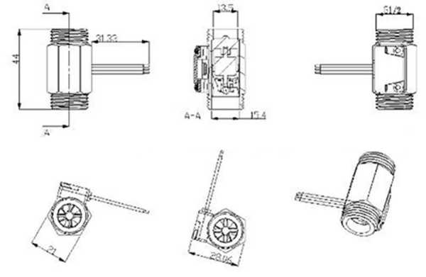 YF-B1, датчик потока G1/2 1-25л/м 1,75МПа 5-15В