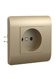 431408, (NEW3-E) Розетка б/з со шторками, 16А, шампань