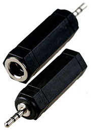2-021, переходник 2.5мм штекер стерео - 6.35мм гнездо стерео пластик