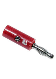 1-622(BP-214), штекер банан пластик на кабель винт, малиновый