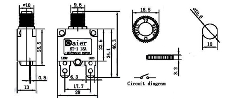 ST-2A 10-35A, автомат защиты 10-35А 250VAC YA-0701-HM