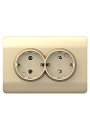 431418, (NEW3-E) Розетка с/з со шторками двойная, 16А, шампань