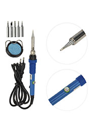 12-0614, Набор для пайки: керам. паяльник 60Вт 220-480C, подставка с губкой, 5 жал