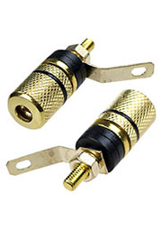 1-665G(BP-301G), гнездо банан 35мм с изолятором металл на корпус черное кабель до 6мм