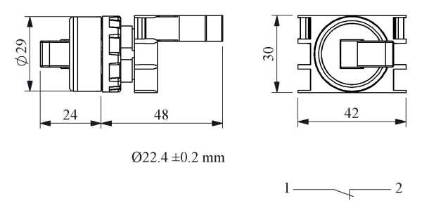 B200C, Кнопка-тумблер (1НЗ)
