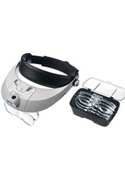 MG81001-G (PL4407), Лупа налобная 1.0/2.0/3.0/4.0/5.0/6.0x с подсветкой (2 LED)