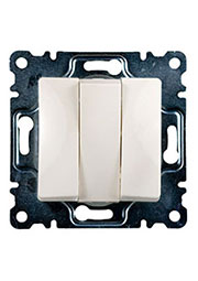 30010091 ВЫКЛЮЧАТЕЛЬ СКРЫТ.УСТ.3 КЛ. (КРЕМ.) Б/РАМКИ