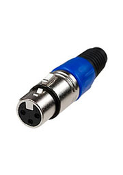 1-504 BL (XLR-MC-107), разъем XLR 3 контакта гнездо металл цанга на каб. синий