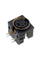 1-480G, разъем mini DIN 4 контакта (s-vhs) гнездо пластик на плату, позол.