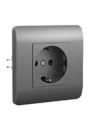 431405, (NEW3-E) Розетка с/з со шторками, 16А, серебряный