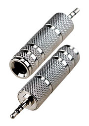 2-026, переходник 2.5мм штекер стерео - 6.35мм гнездо стерео металл