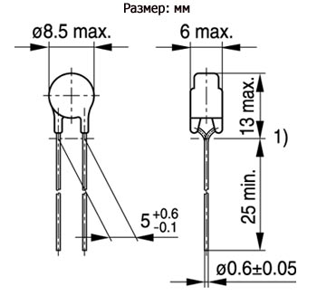 B57153S0100M000, 10 Ом, 2 А, NTC термистор