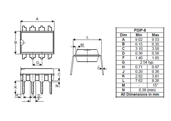 ICM7555IPAZ, Универсальный таймер, [DIP-8]