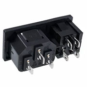 KLS1-AS-303-3, евровилка сетевая 250В 10A с выкл. и держателем предохранителя  (=CH1-0457A)