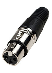 1-504 BK (XLR-MC-107), разъем XLR 3 контакта гнездо металл цанга на каб. черн.