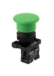573972, Кнопка управления Грибок d40мм самовозв. NP2-BC32 без подсветки зеленая 1НЗ, IP40